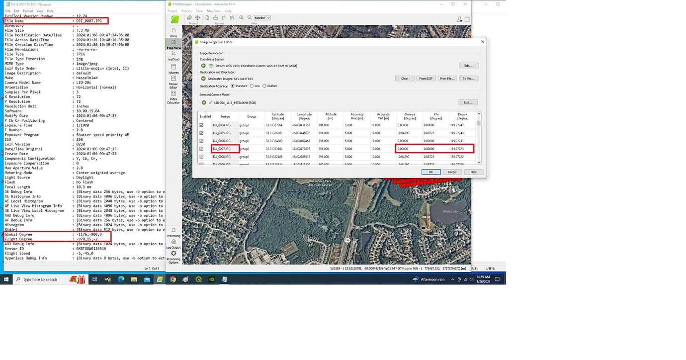 Image orientation metrics Omega, Phi, Kappa versus Yaw, Pitch, Roll