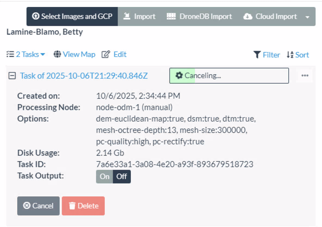 Unable to Cancel TasK - OpenDroneMap Desktop - OpenDroneMap Community