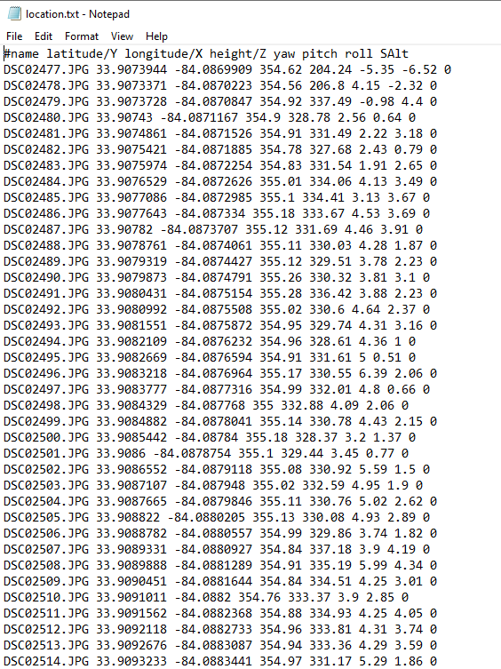 Image orientation metrics Omega, Phi, Kappa versus Yaw, Pitch, Roll